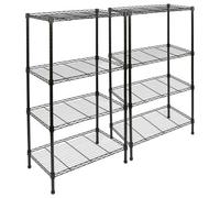 Harbour Housewares 2X 4-Tier Wire Shelving Units Black 60X35X122Cm Adjustable Metal Storage Racks For Garage, Kitchen & Home