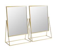 Harbour Housewares 2x 50cm Rectangle Makeup Mirrors - Dressing Table Tabletop Cosmetic Bathroom Mirror in Gold | Size: 2x 50 cm Harbour Housewares Gold 2x 50 cm