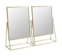 Harbour Housewares 2X 50Cm Rectangle Makeup Mirrors - Gold - Dressing Table Tabletop Cosmetic Bathroom Mirror
