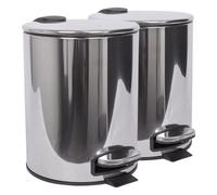 Harbour Housewares 2X Bathroom Pedal Bins - 5L - Chrome - Round Stainless Steel Slim Rubbish Dustbin Lid And Inner Liner Bucket