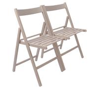 Harbour Housewares 2X Beech Wood Folding Chairs - Dove Grey - Wooden Outdoor Chair Deck Seats Foldable Dining Patio Furniture