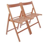 Harbour Housewares 2X Beech Wood Folding Chairs - Walnut - Wooden Outdoor Chair Deck Seats Foldable Dining Patio Furniture