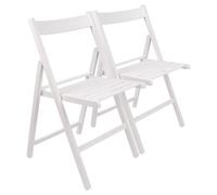 Harbour Housewares 2X Beech Wood Folding Chairs - White - Wooden Outdoor Chair Deck Seats Foldable Dining Patio Furniture