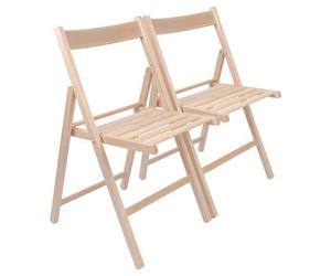 Harbour Housewares 2X Beech Wood Folding Chairs - Wooden Garden Chair Outdoor Seating Deck Seats Foldable Dining Patio Furniture