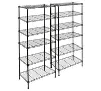 Harbour Housewares 2x Black Metal Wire Shelving Units 6 Tier Adjustable Storage Rack Harbour Housewares Black