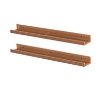 Harbour Housewares 2X Floating Picture Ledge Shelves - Brown 57Cm Mdf Wall Mounted Display For Photos, Frames & Décor