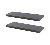Harbour Housewares 2X Modern Floating Wall Shelves - 100Cm - Grey - Indoor Mdf Floating Book Picture Display Shelf