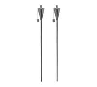 Harbour Housewares 2X Outdoor Flame Torches - Cone - Silver Metal Garden Lighting Fire Torch Decorative Patio Accessories