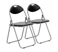 Harbour Housewares 2X Padded Folding Chairs - Black/silver - Metal Frame Easy Store Portable Folding Seats