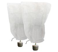 Harbour Housewares 2x Plant Fleece Frost Protection Covers with Drawstring 120cm x 180cm in White | Size: 120 cm x 180 cm Harbour Housewares White 120 cm x 180 cm