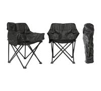 Harbour Housewares 2x Premium Folding Camping Chairs with Pockets & Carry Bag in Black Harbour Housewares Black