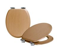 Harbour Housewares 2x Soft Close Toilet Seats - MDF Wooden Lid Easy Install Quite Close in Dark Brown Harbour Housewares Dark Brown