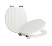 Harbour Housewares 2x Soft Close Toilet Seats - MDF Wooden Lid Easy Install Quite Close in White Harbour Housewares White