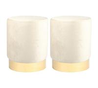 Harbour Housewares 2X Velvet Pouffes - Round Luxe Living Room Bedroom Dressing Table Accent Footstool - 29 X 36Cm - Cream