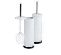 Harbour Housewares White Toilet Brush and Holders Pack of 2 - Stainless Bathroom Accessories with Non Slip Bases - Rust Resistant Cleaning Brush Sets for Compact, Modern and Hygienic Home Spaces