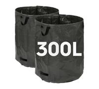 Harbour Housewares 300L Garden Waste Bags With Handles - Black - 2X Large Strong Reusable Plastic Gardening Rubbish Refuse Sacks