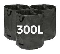 Harbour Housewares Garden Waste Bags with Handles - 300L x 3 Heavy Duty Garden Bag, Collapsible Recycling Green Bags Reusable Gardening Waste Sacks for Grass, Weeds, Compost, Leaves, Debris