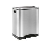 Harbour Housewares 30L (2x15L) Stainless Steel Double Kitchen Pedal Bin - Soft Close Compartments for Recycling and Waste - Brushed Metal Dual Trash Can with Removable Inner Buckets for Home or Office