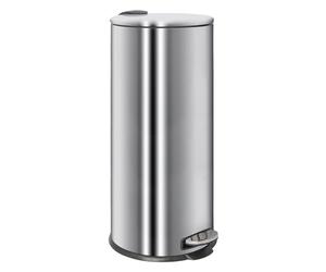 Harbour Housewares 30L Large Kitchen Bin - Chrome Stainless Steel Food Waste Caddy Pedal Bins for Kitchen - Tall Slim Metal Swing Dustbin for Paper, Plastic, Rubbish