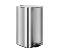 Harbour Housewares 30L Square Pedal Bin - Chrome Stainless Steel Kitchen Trash Can with Soft-Close Lid, Hands-Free Foot Pedal, Removable Inner Bucket & Rubbish Recycling Bin