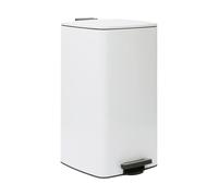 Harbour Housewares 30L Square Pedal Bin - White Stainless Steel Kitchen Trash Can with Soft-Close Lid, Hands-Free Foot Pedal, Removable Inner Bucket & Rubbish Recycling Bin