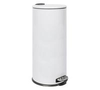 Harbour Housewares 30L Stainless Steel Kitchen Pedal Bin With Lid White Foot Pedal Removable Inner Bucket Slim Tall 31X36X63Cm