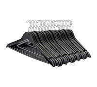 Harbour Housewares Strong Black Wooden Coat Hangers with 360 Degree Rotatory Hook | Pack of 30 | Wood Clothes Hangers with Round Trouser Bar and Non Slip Shoulder Notches Wardrobe Storage