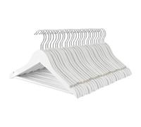 Harbour Housewares Strong White Wooden Children's Coat Hangers with 360 Degree Rotatory Hook | Pack of 30 | Wood Clothes Hangers with Round Trouser Bar and Non Slip Shoulder Notches Wardrobe Storage
