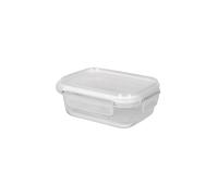 Harbour Housewares 370ml Glass Food Storage Container with Lid - Clear/White - 1x Small Reusable Airtight Meal Prep Lunch Box Takeaway Cereal Pantry Tubs Set | Safe for Freezer and Microwave