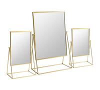 Harbour Housewares 3Pc Dressing Table Mirror Set - Gold - Makeup Tabletop Cosmetic Bathroom Mirror