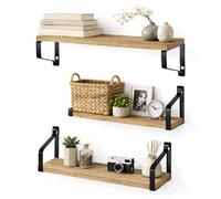 Harbour Housewares 3Pc Rustic Wooden Floating Shelves Set - Natural