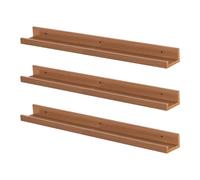 Harbour Housewares 3x Floating 57cm Picture Ledge Shelves - Wall Mounted Display Shelf in Brown Harbour Housewares Brown