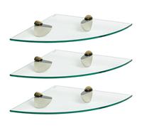 Harbour Housewares 3x Floating Glass Corner Shelves - 30cm Bathroom Storage Display Unit in Gold Harbour Housewares Gold