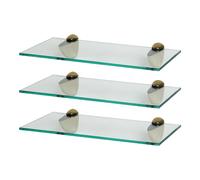 Harbour Housewares 3x Floating Glass Shelves - 40cm - Bathroom Shower Storage Display in Gold Harbour Housewares Gold