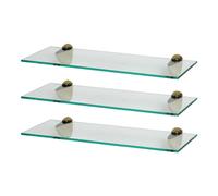 Harbour Housewares 3x Floating Glass Shelves - 50cm - Bathroom Shower Storage Display in Gold Harbour Housewares Gold