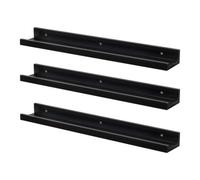 Harbour Housewares 3X Floating Picture Ledge Shelves - Black 57Cm Mdf Wall Mounted Display For Photos, Frames & Décor