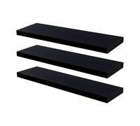 Harbour Housewares 3x Modern Floating Wall Shelves - 100cm Indoor Floating Display Shelf in Black Harbour Housewares Black