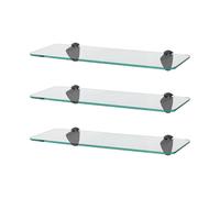 Harbour Housewares 3x Rounded Floating Glass Shelves - 40cm Bathroom Storage Display Unit in Black Harbour Housewares Black