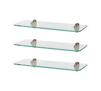 Harbour Housewares 3x Rounded Floating Glass Shelves - 40cm Bathroom Storage Display Unit in Gold Harbour Housewares Gold