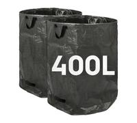 Harbour Housewares 400L Garden Waste Bags With Handles - Black - 2X Large Strong Reusable Plastic Gardening Rubbish Refuse Sacks