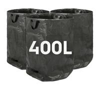 Harbour Housewares 400L Garden Waste Bags With Handles - Black - 3X Large Strong Reusable Plastic Gardening Rubbish Refuse Sacks