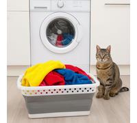 Harbour Housewares 42L Collapsible Laundry Basket - Clothes Hamper Bin in White Harbour Housewares White