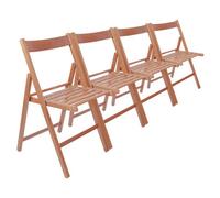 Harbour Housewares 4X Beech Wood Folding Chairs - Walnut - Wooden Outdoor Chair Deck Seats Foldable Dining Patio Furniture