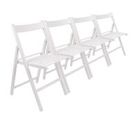 Harbour Housewares 4X Beech Wood Folding Chairs - White - Wooden Outdoor Chair Deck Seats Foldable Dining Patio Furniture