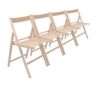 Harbour Housewares 4X Beech Wood Folding Chairs - Wooden Garden Chair Outdoor Seating Deck Seats Foldable Dining Patio Furniture