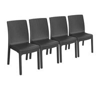 Harbour Housewares 4X Nilufer Garden Dining Chairs - Outdoor Stackable Polypropylene Weatherproof Seating Patio Garden Furniture