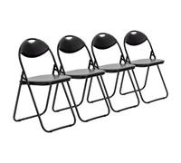 Harbour Housewares 4X Padded Folding Chairs - Black - Metal Frame Easy Store Portable Folding Seats