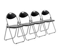 Harbour Housewares 4X Padded Folding Chairs - Black/silver - Metal Frame Easy Store Portable Folding Seats