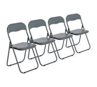 Harbour Housewares 4X Padded Folding Chairs - Grey - Metal Frame Easy Store Portable Folding Seats