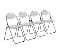 Harbour Housewares 4X Padded Folding Chairs - White/silver - Metal Frame Easy Store Portable Folding Seats